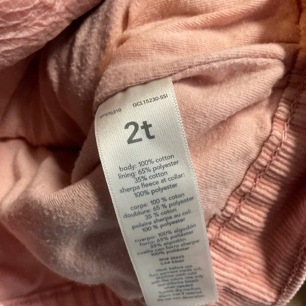 OshKosh Corduroy‎ Jacket Kids 2T Pink Good Sherpa Collar Trucker Coat Western